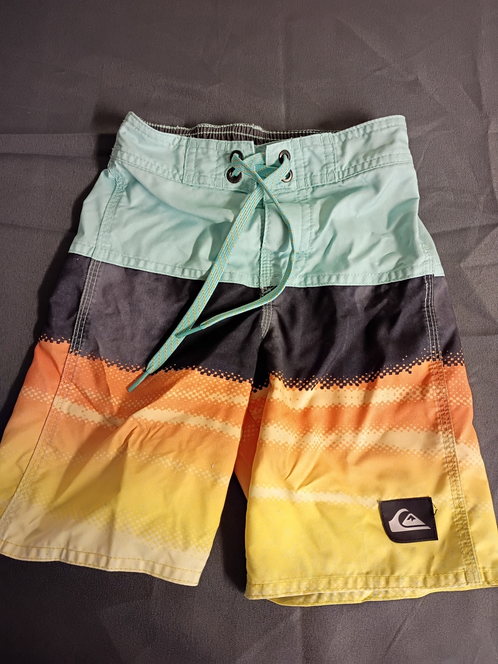 Quiksilver Boys' Multicolor Stripe Swim Trunks - Mint/Yellow